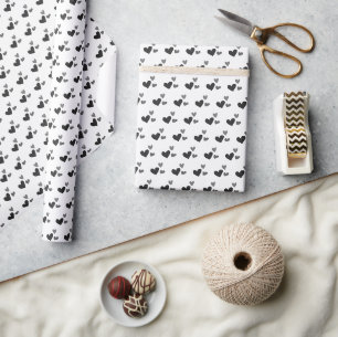 Modern Monochromatic Cute Heart Pattern Wrapping Paper