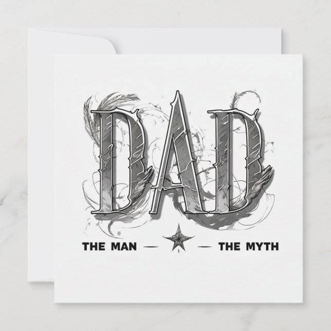 Modern Monochromatic 'DAD' Fathers Day Card (Front)