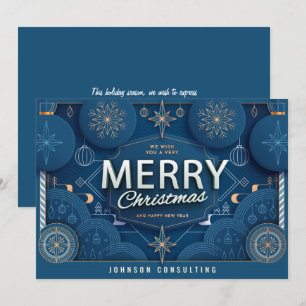 Modern Monochromatic Snow Flakes Christmas Holiday Card