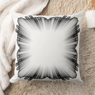Modern Monochromatic Sunburst Throw Pillow 