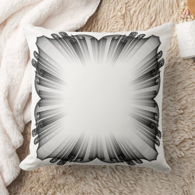 Modern Monochromatic Sunburst Throw Pillow  (Blanket)