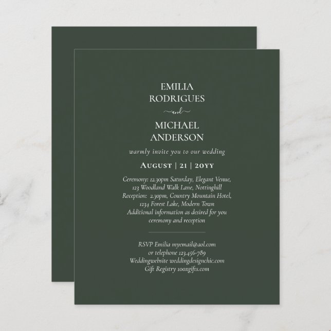 Modern Monochrome All in One Budget Wedding (Front/Back)