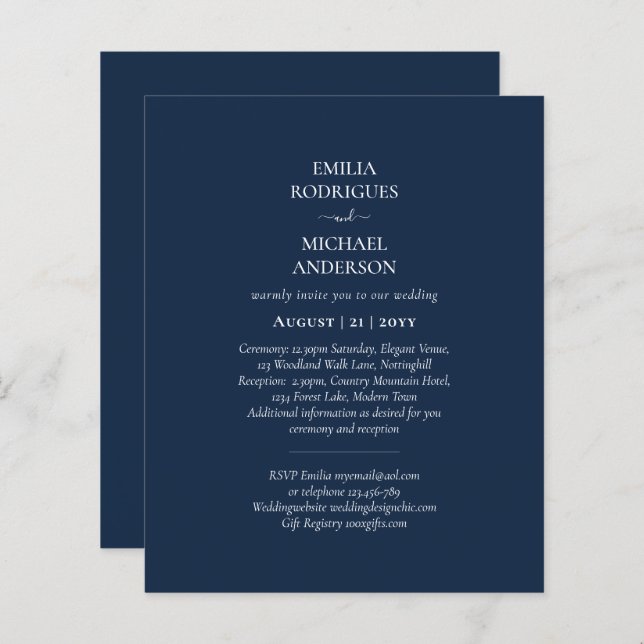 Modern Monochrome All in One Budget Wedding (Front/Back)