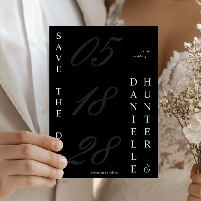 Modern Monochrome Black and White Wedding Save The Date (Creator Uploaded)