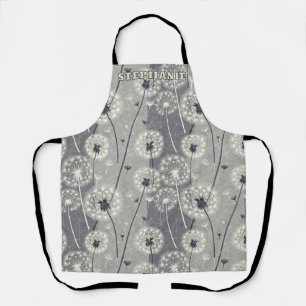 Modern Monochrome Dandelion Apron