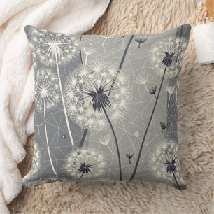 Modern Monochrome Dandelion Cushion