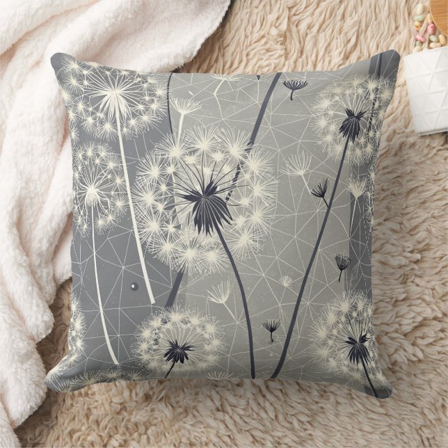 Modern Monochrome Dandelion Cushion (Blanket)
