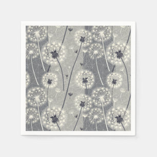 Modern Monochrome Dandelion Napkin