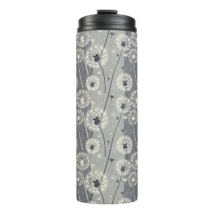 Modern Monochrome Dandelion Thermal Tumbler