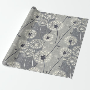 Modern Monochrome Dandelion Wrapping Paper