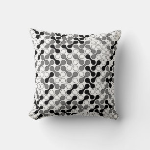 Modern Monochrome Geometric Metaball Pattern Cushion