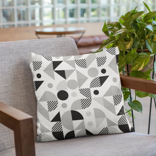 Modern Monochrome Geometric Pattern Cushion (Creator Uploaded)