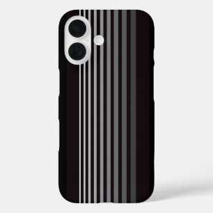 Modern Monochrome Gradient Vertical Stripes iPhone 16 Case