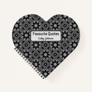 Modern Monochrome Heart-shaped Notebook