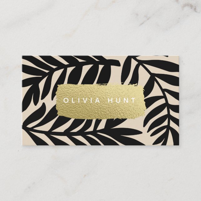  Modern Monochrome Lead Black & Gold Look Business Card (Front)
