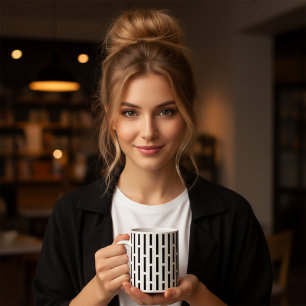 Modern Monochrome Matrix Black & White Stripped Mug