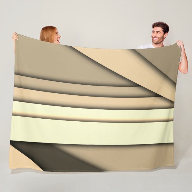 Modern Monochrome Tan Fleece Blanket (In Situ)