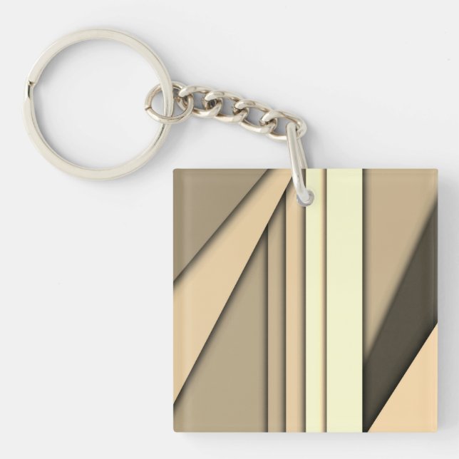 Modern Monochrome Tan Key Ring (Front)