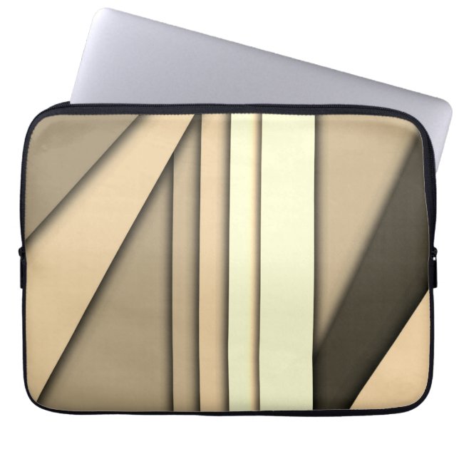 Modern Monochrome Tan Laptop Sleeve (Front)