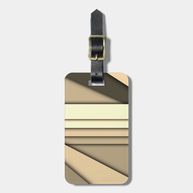 Modern Monochrome Tan Luggage Tag (Front Vertical)