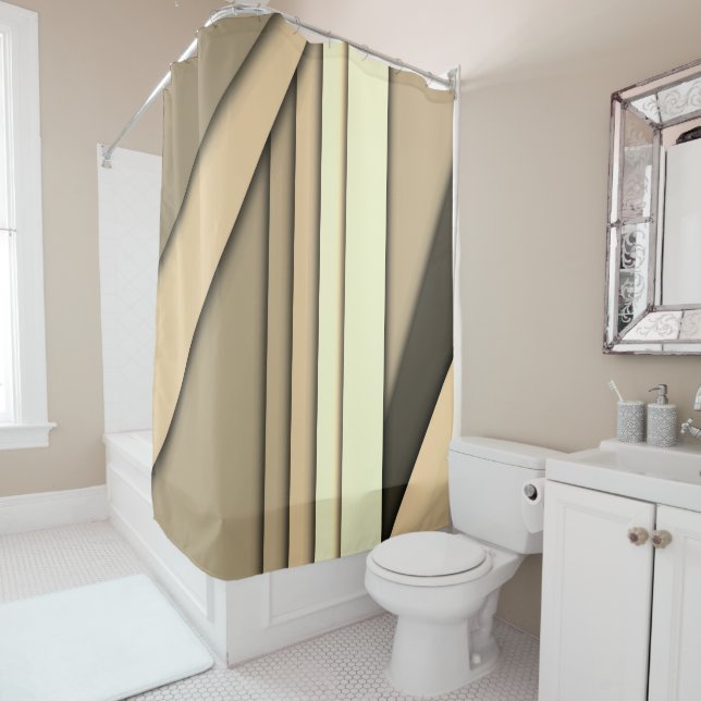 Modern Monochrome Tan Shower Curtain (In Situ)