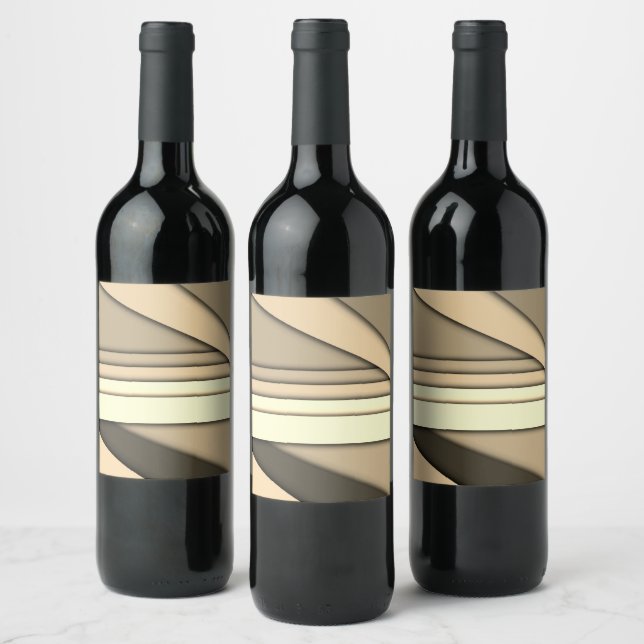 Modern Monochrome Tan Wine Label (Bottles)