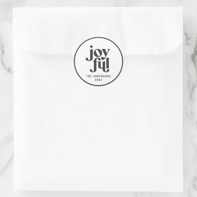 Modern monochrome typography christmas holiday classic round sticker (Bag)