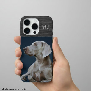 Modern Monogram 1 Photo Brushed Metal Grey iPhone 16 Pro Case