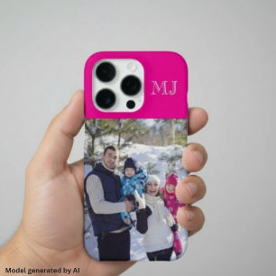Modern Monogram 1 Photo Hot Pink iPhone 16 Pro Case