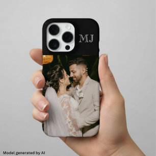 Modern Monogram 1 Photo Midnight Black iPhone 16 Pro Case