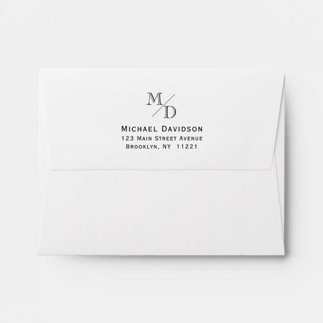 Modern Monogram 2 Initial Professional Elegant Envelope (Back (Top Flap))