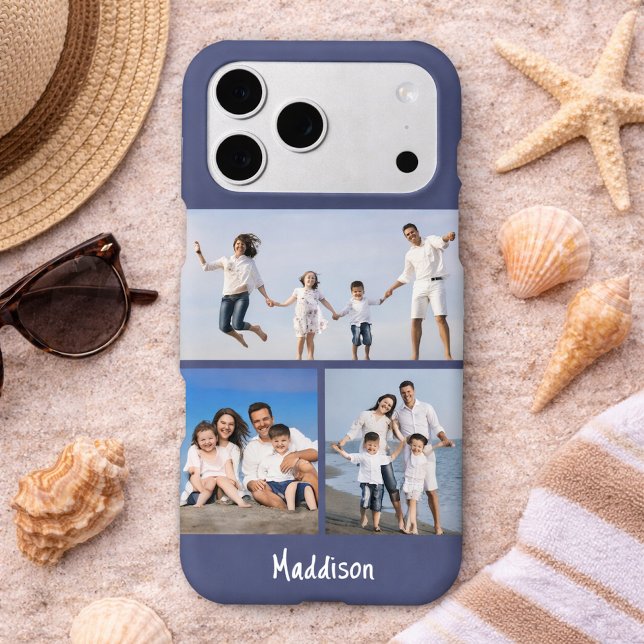 Modern Monogram 3 Photo Collage Dusk Blue (Creator Uploaded)