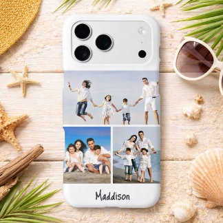 Modern Monogram 3 Photo Collage White