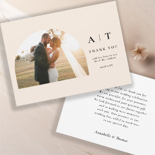 Modern Monogram 3 Photo Thank You    Card