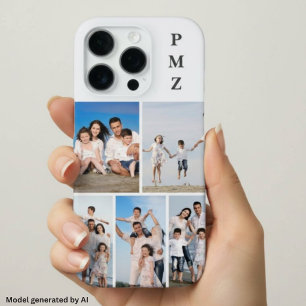 Modern Monogram 5 Photo Collage Cloud Dancer White iPhone 16 Pro Case