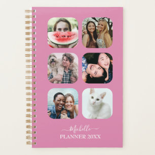 Modern Monogram 6 Photo Blush Pink Planner