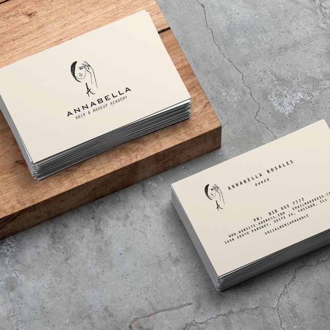 Modern Monogram Abstract Face Art Business Card (Creator Uploaded)
