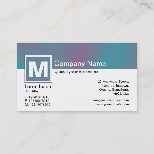 Modern Monogram - Abstract Wheels - Colours Business Card (Front)