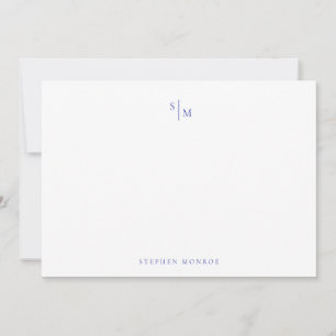 Modern Monogram Admiral Blue Correspondence Note Card