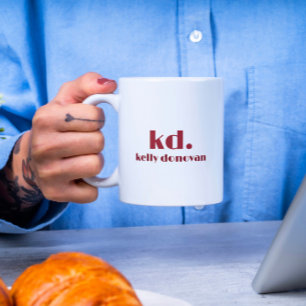 Modern Monogram and Name Minimalistic Design 7 Two-Tone Coffee Mug