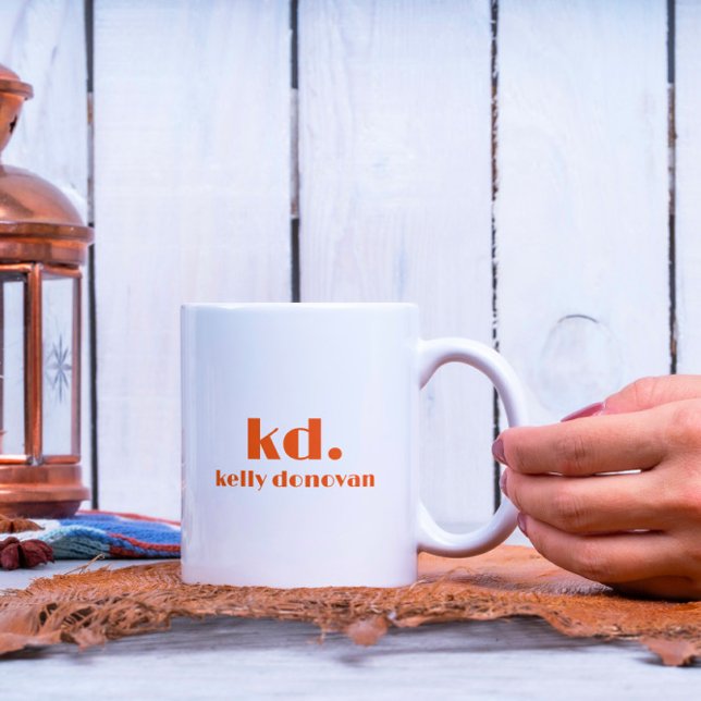 Modern Monogram and Name Minimalistic Design 8 Two-Tone Coffee Mug (Creator Uploaded)