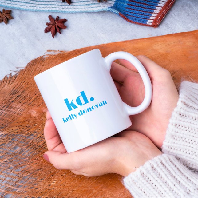 Modern Monogram and Name Minimalistic Design 9 Two-Tone Coffee Mug (Creator Uploaded)