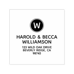Modern Monogram and Name Return Address Self-inking Stamp