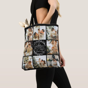 Modern Monogram and Photo Collage Personalised Tot Tote Bag