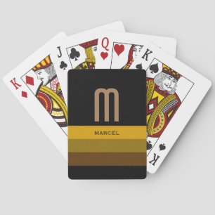 Modern Monogram and Stripes Playing Cards