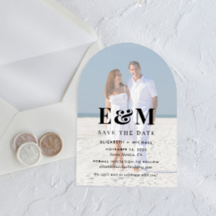 Modern Monogram Arch Photo Save The Date Acrylic Invitations