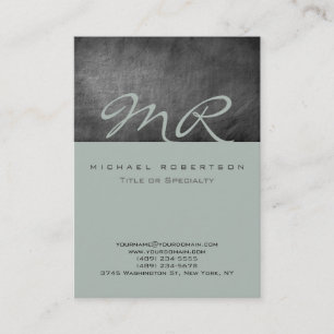 Modern Monogram Ash Grey Chalkboard Business Card