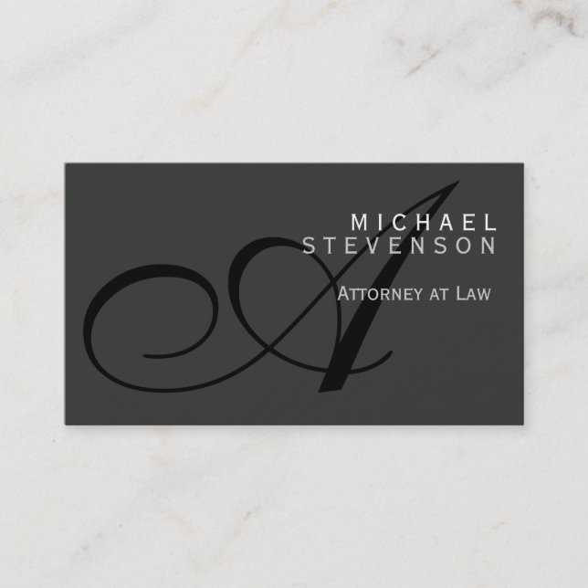 Modern Monogram Attorney at Law Business Card (Front)