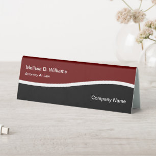 Modern Monogram Attorney Desk Name