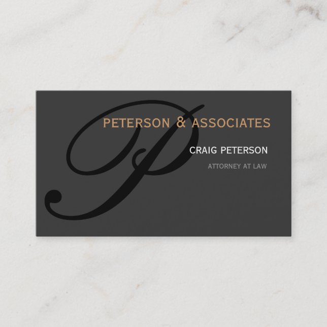 Modern Monogram Attorney Law Firm Business Card (Front)